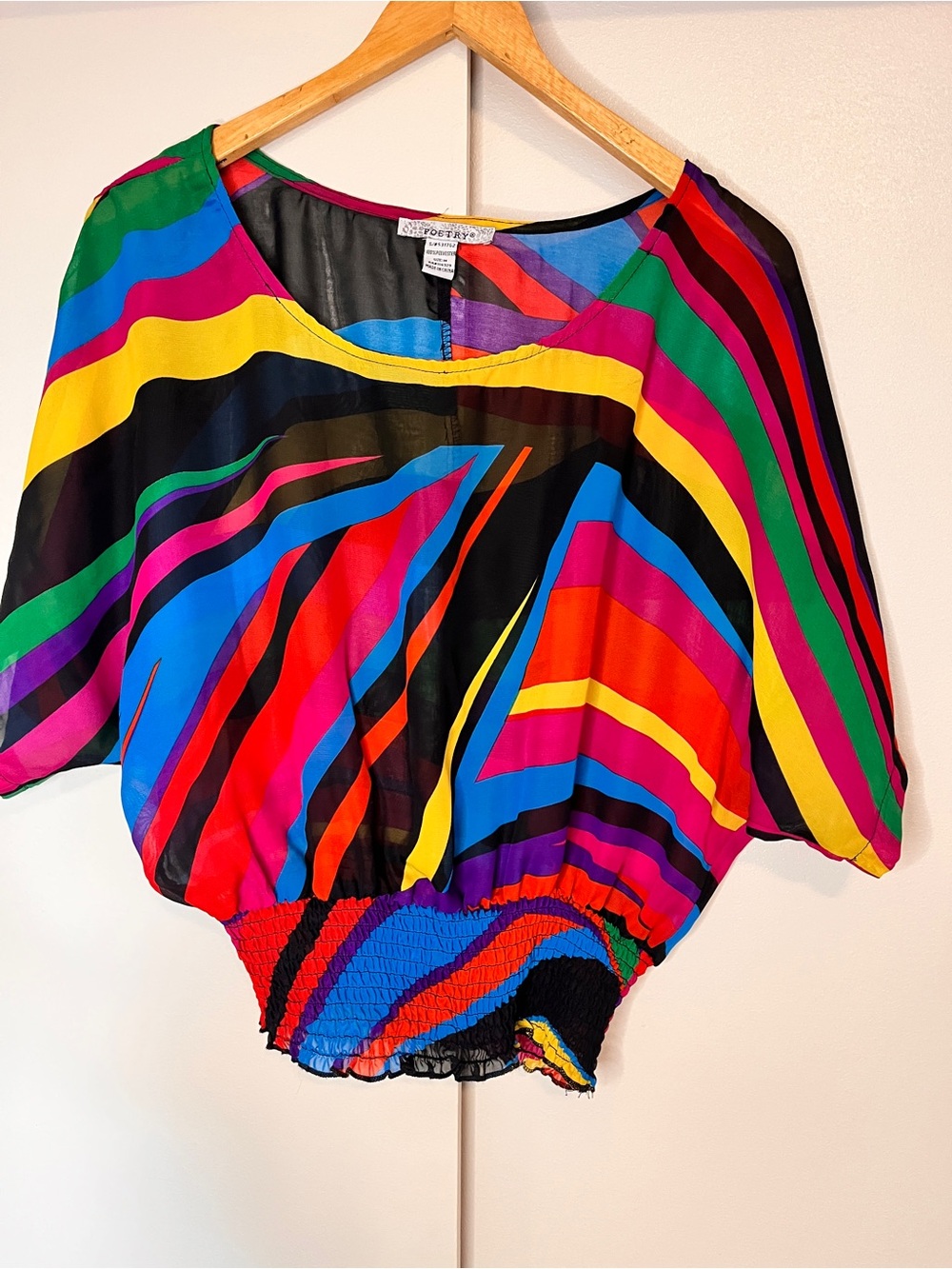 Poetry Multicolor Striped Crop Top in Black, Yellow, Blue & Red